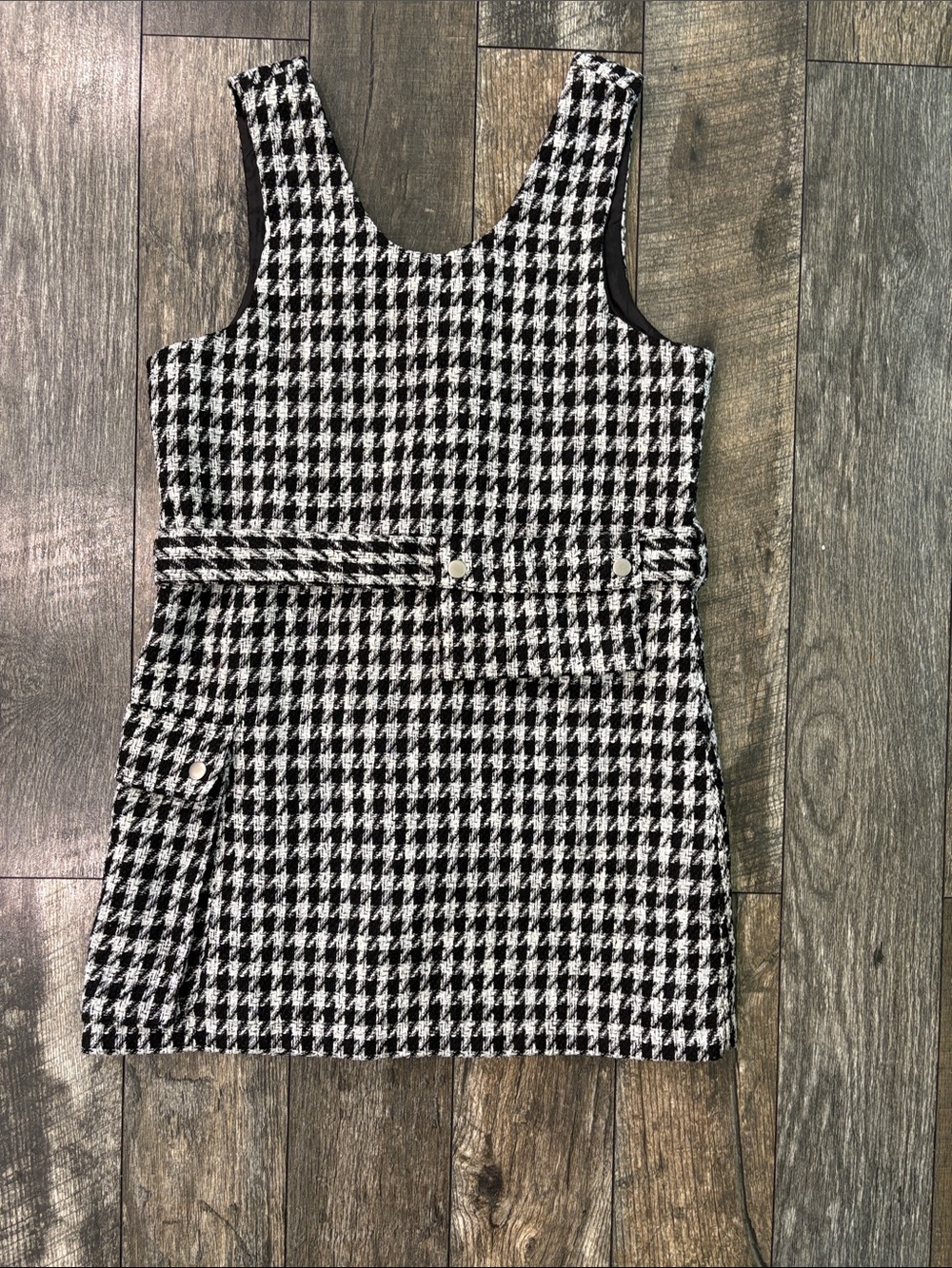 Ardene Black and White Houndstooth Midi Dress